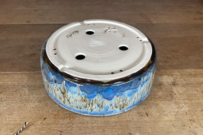Round 25.5cm Blue Glazed Stoneware Bonsai Pot