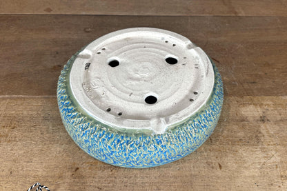 Round 26.5cm Blue Green Glazed Stoneware Bonsai Pot