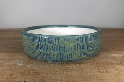Round 24.5cm Blue Green Glazed Stoneware Bonsai Pot