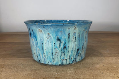 Round 21.5cm Blue Glazed Stoneware Bonsai Pot